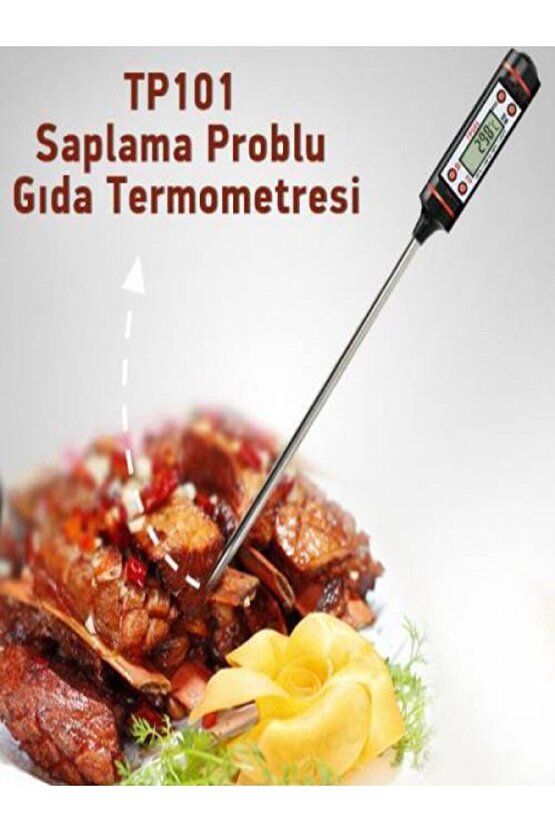 1 Adet Yemek Gıda Termometresi Gıda Yemek Sıcaklık Ölçer Dijital Et Su Süt Yiyecek Sıcaklık