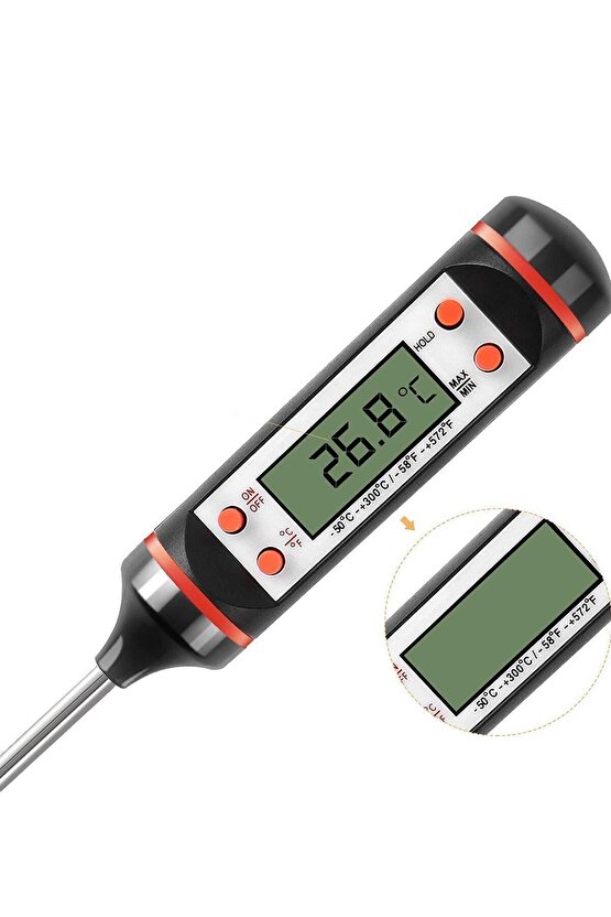 Gıda Et Su Süt Sıcaklık Ölçer Termometresi Yiyecek Sıvı Gıda Isı Ölçüm Pasta Malzemeleri