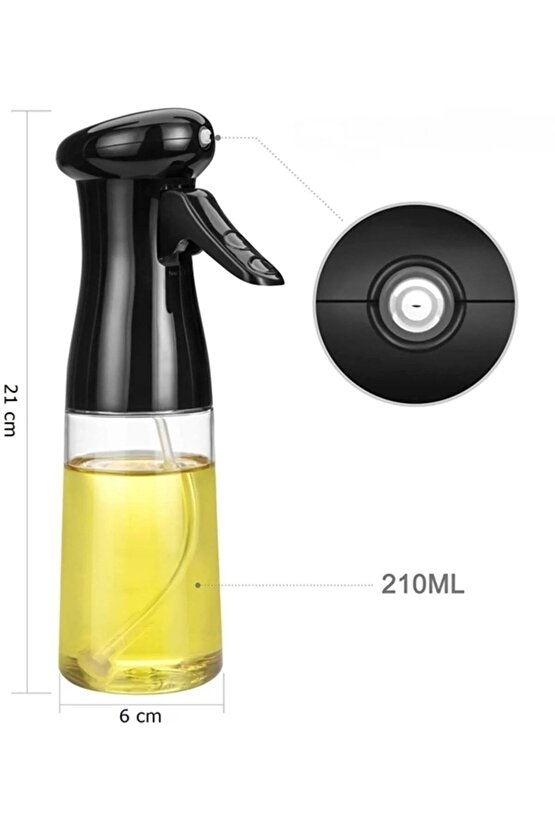 Pratik Püskürtmeli Sprey Cam Şişe Zeytinyağı Sirke Yağ Püskürtücü Yağdanlık 200 ml - 1 Adet