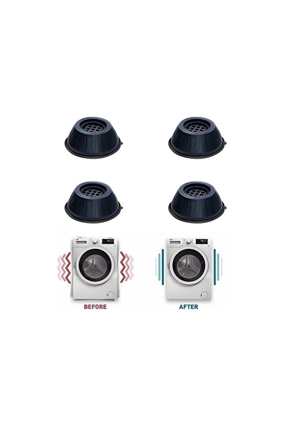 Gürültü Engelleyici Ve Kaymaz Titreşim Önleyici Kauçuk Ayak Pedleri Çamaşır Makinesi Stoper 4lü Set