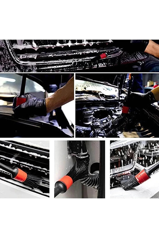 5li  Detaylandırma Fırça Seti Araba Fırçaları 5 Parça Araba Torpido Döşeme Jant Temizleme Fırçası