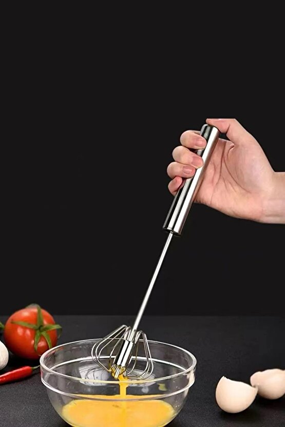 Pratik Portatif Paslanmaz Çelik Basmalı Otomatik Çırpıcı Süt Kahve Ayran Köpürtücü Manuel Mikser