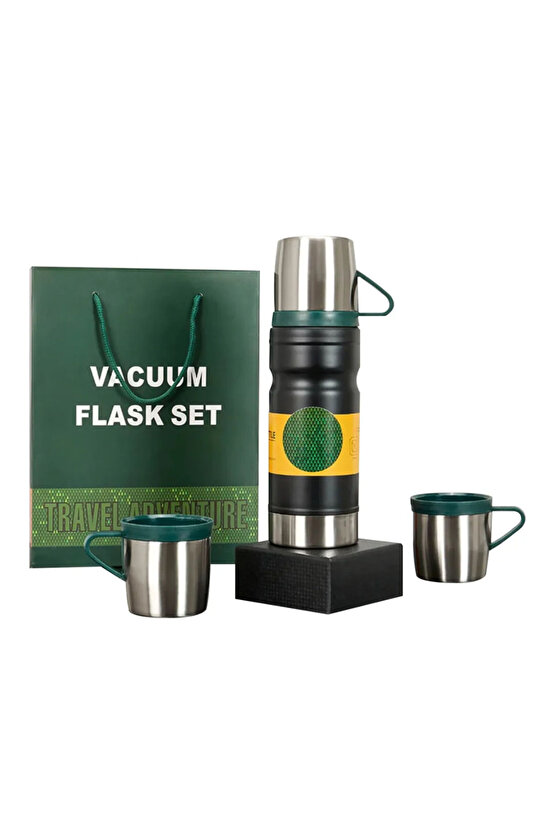 Kişiye Özel Paslanmaz Çelik 680 Ml Vakumlu Termos Seti