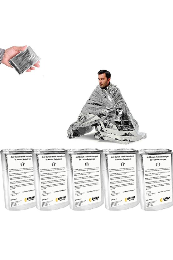 20 Adet Acil Durum Battaniyesi Deprem Termal Battaniye Nem ve Soğuktan Koruma Su Geçirmez 200x130cm