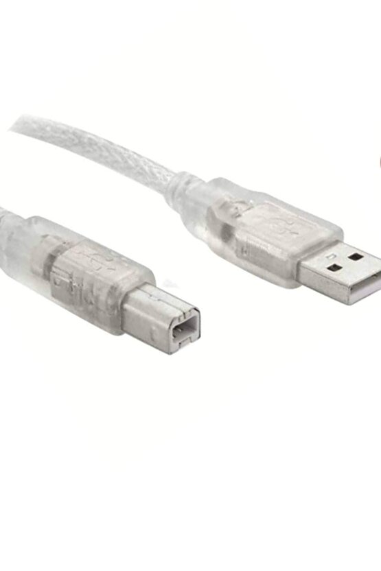 1,5 Metre Şeffaf Usb A B Printer Yazıcı Ara Kablosu(lazer Epson Canon Hp+ Diğer Yazıclara Uyumlu)