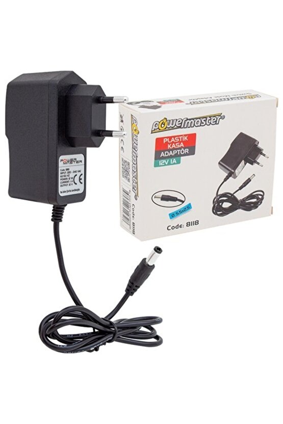 Pm-8118 12 Volt - 1 Amper Priz Tipi Plastik Adaptör 5.5*2.5 Uç