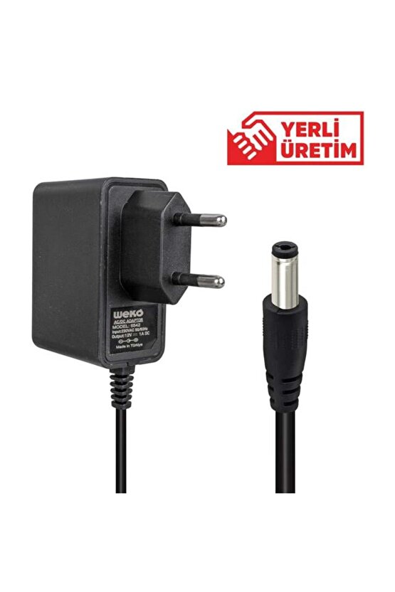 Weko 12 Volt 1 Amper 10 Watt Plastik Kasa Priz Tipi Adaptör (5.5X2.5 Uçlu)