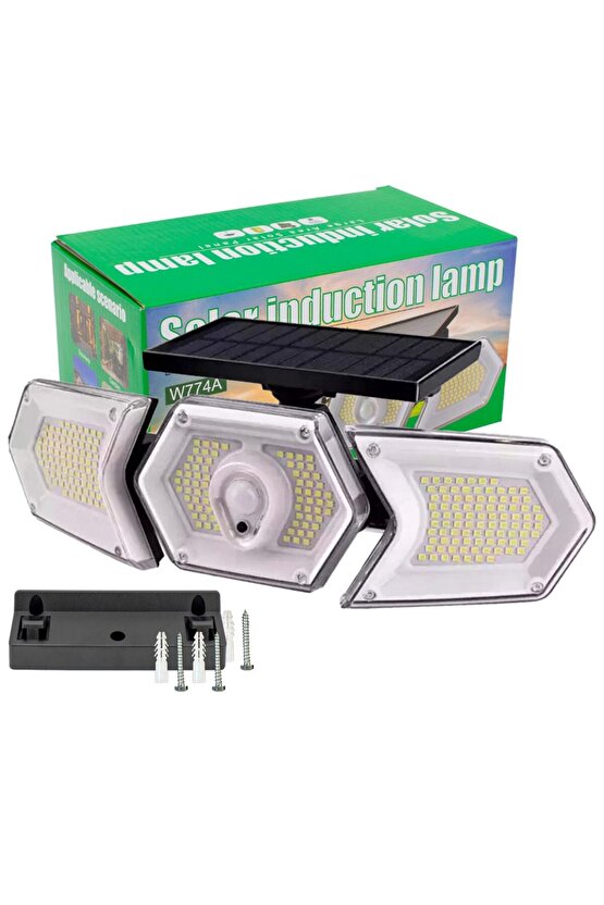 CLZ192 W774A SENSÖRLÜ SOLAR GÜNEŞ ENERJİLI 254 SMD LEDLİ 3 MODLU BEYAZ INDUKSIYON LAMBASI (4172)