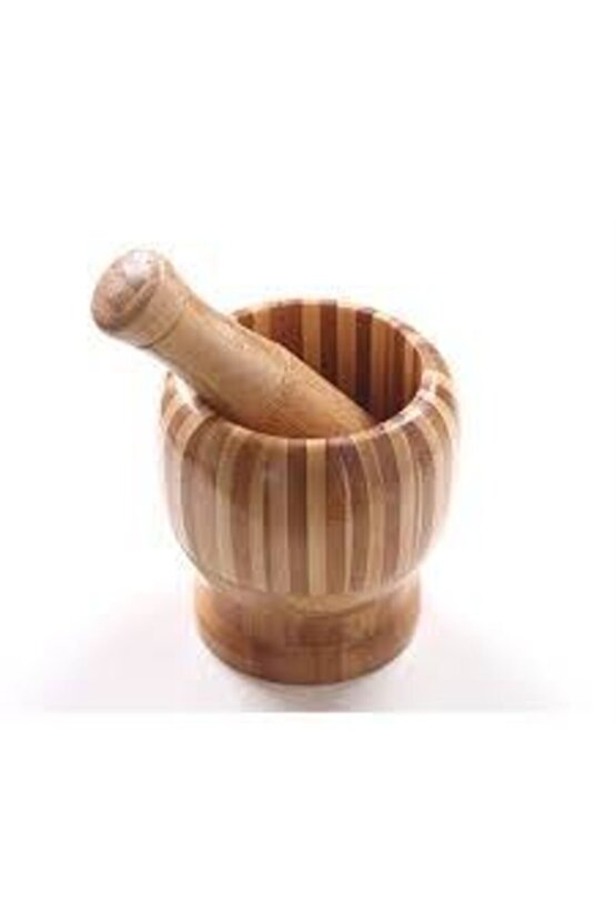 Büyük Boy Bambu Havan Ahşap Havandan Daha Kaliteli Ceviz Sarımsak Döveceği Havan