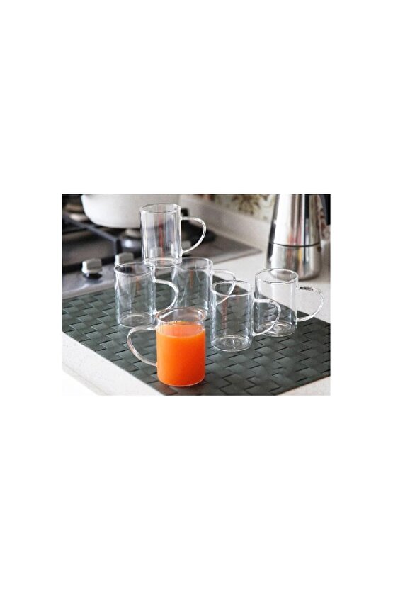 6 Parça 6 Adet Borosilikat Isıya Dayanıklı Termisil Cam Kupa Bardak Fma08432 Cam Beyaz Çay Bardağı