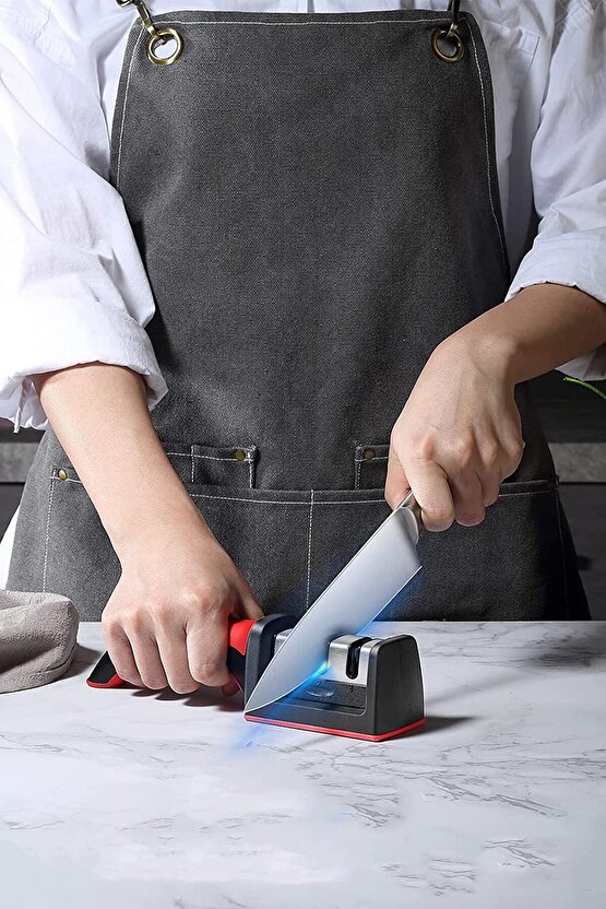 Bıçak Bileme Aleti 3 Açılı Elmas El Bıçakları Biley Aparatı Ergonomik Saplı Mutfak Aleti