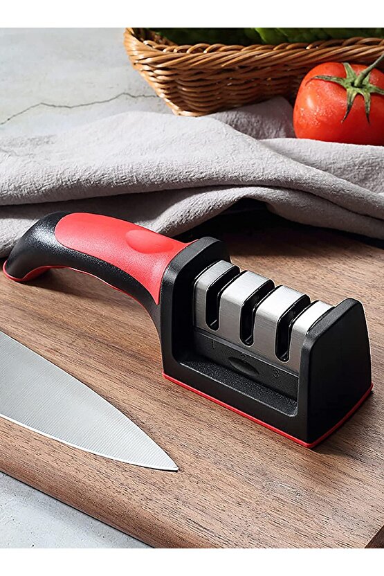 Bıçak Bileme Aleti 3 Açılı Elmas El Bıçakları Biley Aparatı Ergonomik Saplı Mutfak Aleti