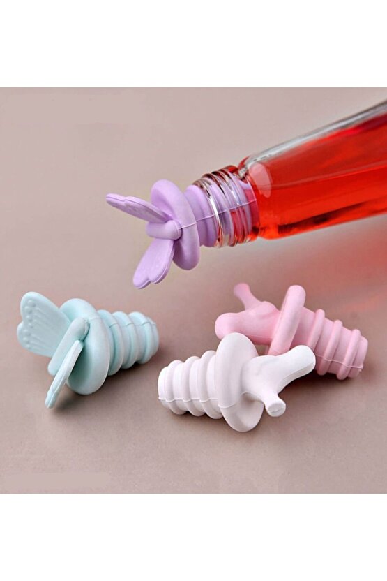 4 Lü Silikon Kuş Ve Kelebek Şişe Tıpası