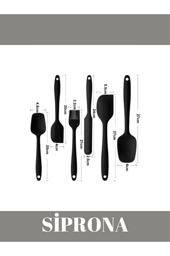 Yanmaz Yapışmaz Silikon 6lı Pasta, Yumurta Fırçası, Kaşık Bıçak, Spatula Mutfak Seti