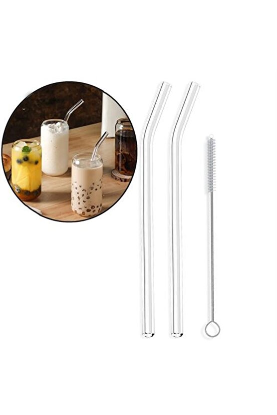 2 Adet Cam Pipet + Pipet Fırçası Eğimli 3 Parça Şeffaf Set BSN66-H23W