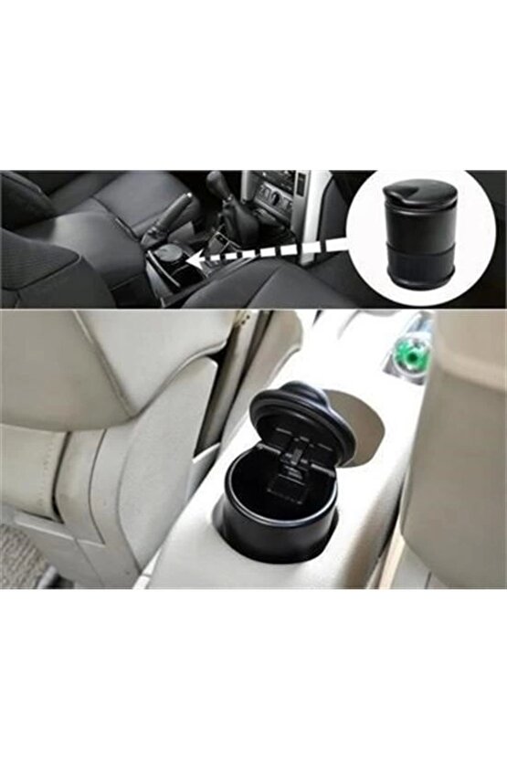 Led Işıklı Araç Içi Kapaklı Sigara Küllüğü Oto Bardaklık Uyumlu