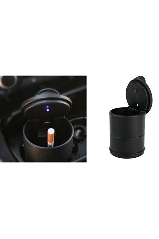 Led Işıklı Araç Içi Kapaklı Sigara Küllüğü Oto Bardaklık Uyumlu