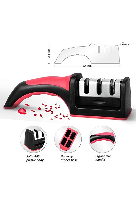 Bıçak Bileme Aleti 3 Aşamalı, 3 Açılı Bıçak Bileyici, El Bıçakları Bileme Aparatı