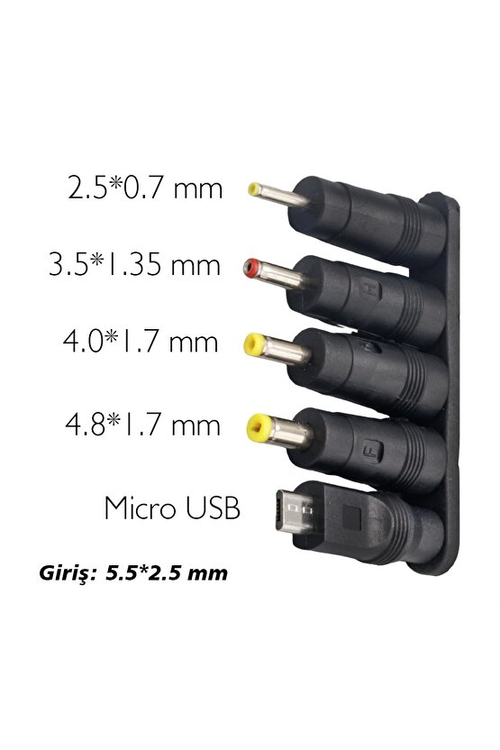YERLİ ÜRETİM ÇOKLU YEDEK ADAPTÖR UÇ ÇEVİRİCİ (2.5x0.7MM- 4.8x1.7MM- 3.0X1.1MM-4.0X1.7MM- MICRO USB)