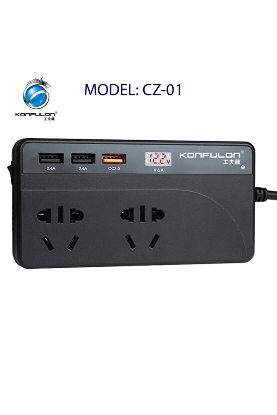 Kamyon TIR Otobüs Karavan Tipi 220 Volt Elektrik çevirici 200 Watt invertör Ters Trafo Şarj Soketi