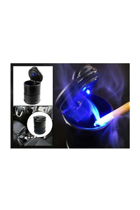 Taşınabilir Oto Araç Içi Mavi Led Işıklı Araba Kül Tablası Oto Küllük (TAŞINABİLİR)