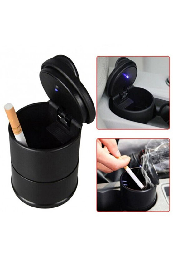 Taşınabilir Oto Araç Içi Mavi Led Işıklı Araba Kül Tablası Oto Küllük (TAŞINABİLİR)