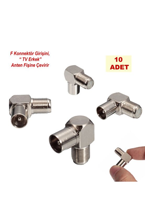 F Dişi - Tv Anten Erkek Çevirici l Tipi Fiş - 10 adet