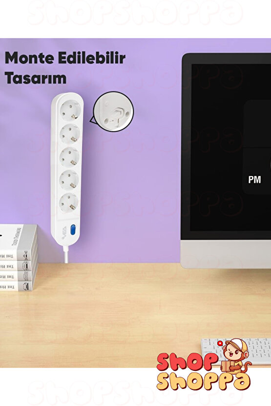 3lü 4lü 5li Akım Korumalı Grup Priz, Anahtarlı, Çocuk ve Yangın Koruması, 3500 Watt, 16 Amper