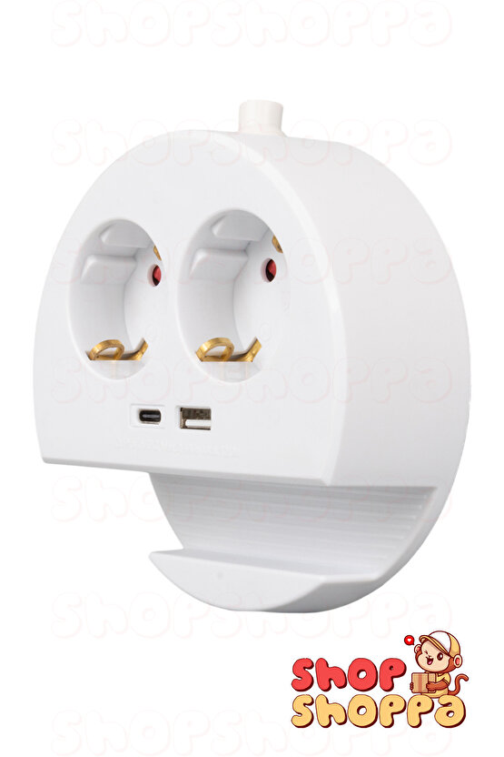 2li Telefon Standlı Çoklu Grup Priz, 1xUSB 1xTYPE-C Girişli, 1.5 mt Kablolu, 3680W 16A
