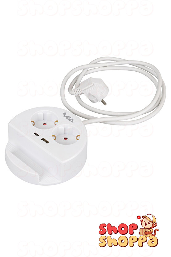 2li Telefon Standlı Çoklu Grup Priz, 1xUSB 1xTYPE-C Girişli, 1.5 mt Kablolu, 3680W 16A