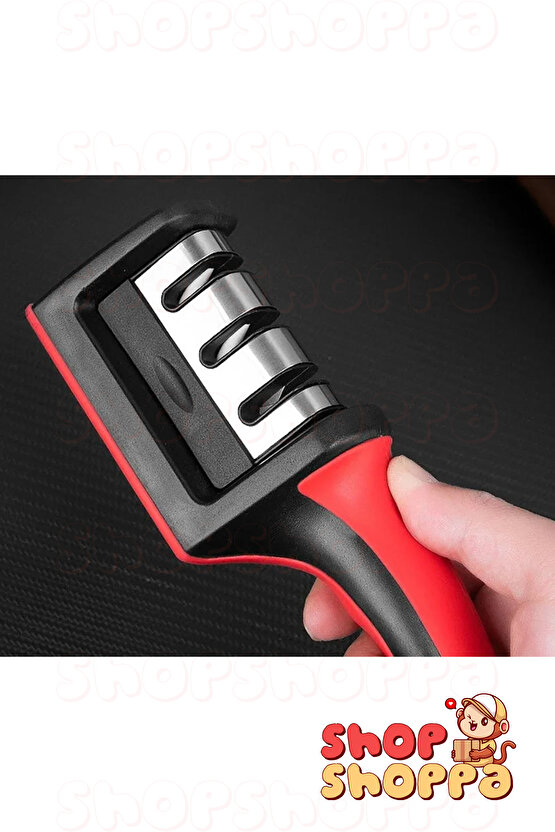 Paslanmaz Çelik Bıçak Satır Bileme Aparatı, Tutmalı Güvenli Çok Fonksiyonlu 3 Aşamalı Bileyici