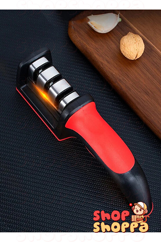 Paslanmaz Çelik Bıçak Satır Bileme Aparatı, Tutmalı Güvenli Çok Fonksiyonlu 3 Aşamalı Bileyici