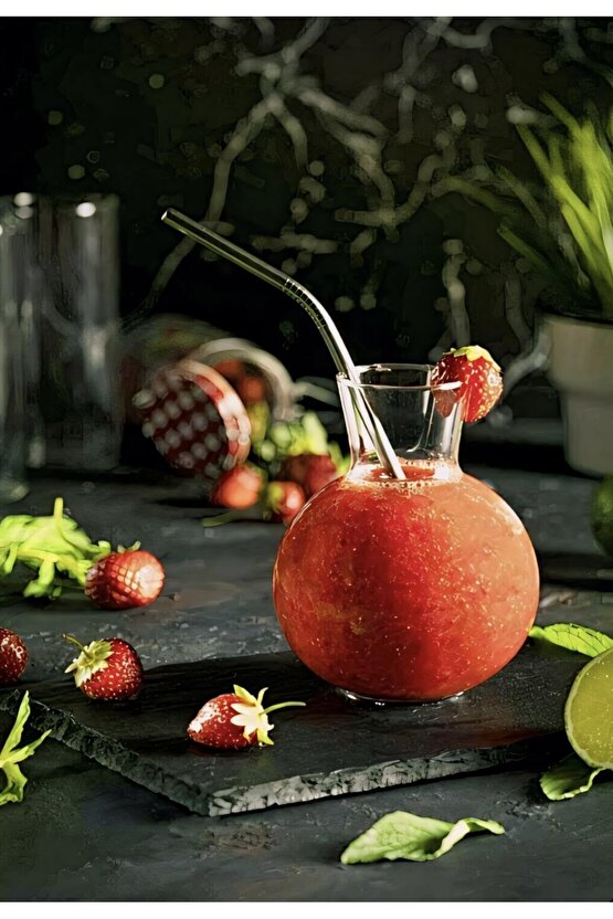 Sunum Bardağı Pipeti Şık Tasarım Modern Cam Pipet 6 Adet AXE11A-1Y5