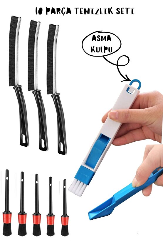 10 Parça Dev Araç Klavye Cam Kenarı İnce Temizlik Fırçası
