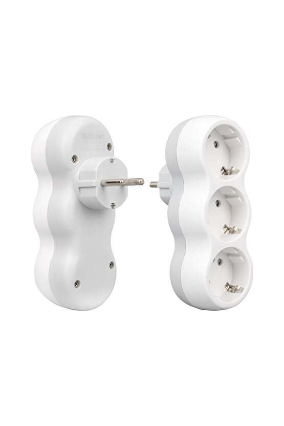 Axe Tools3680 Watt Beyaz Renk Dikey Çoklayıcı 3 Topraklı Girişli Çoklu Priz AXE4-L67T