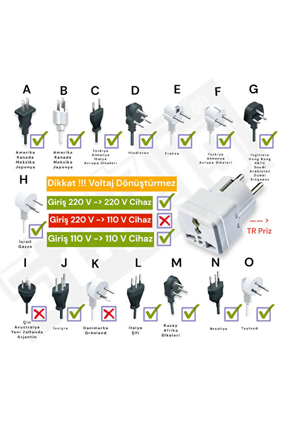 Seyahat Adaptörü Türk Erkek Fişli üniversal ingiliz Amerikan Fiş Çevirici Priz Dönüştürücü