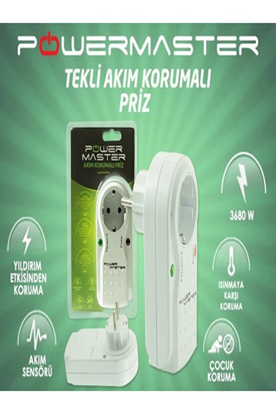 3680 WATT Çocuk Koruma Özellikli Topraklı Akım Korumalı Priz AX2-Z3