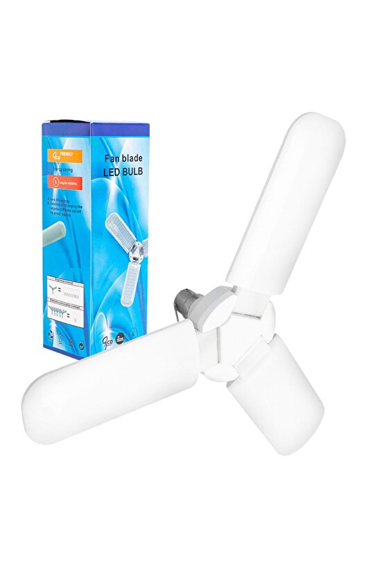 Açılabilir 3 Kanatlı 60 Watt Daylight Beyaz Led Akü Maşalı 12 Volt Pervane Ampul AXE4-7L