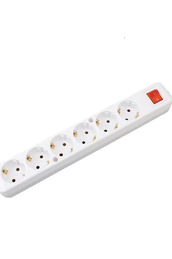 - Grup Priz Flash Beyaz 6’lı Anahtarlı Topraklı Priz Klemensli Kordonsuz