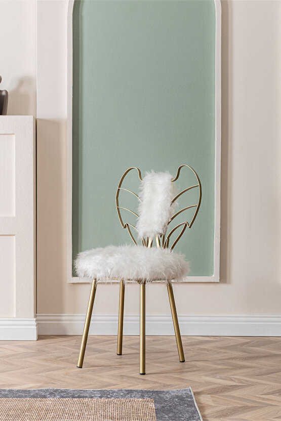 Gold Boyalı Melek Sandalye Tasarım Sandalye Konsept Sandalyesi Makyaj sandalye