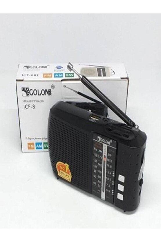 Bluetoothlu Fm Radyo Usb Tf Kart Şarjlı Cep Radyosu Icf8bt