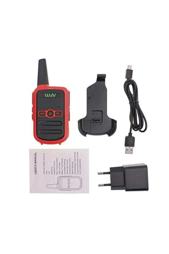 KD-C51 16 Kanal 3-5 Km Tekli Kırmızı Telsiz (Şarj Aleti Dahil)