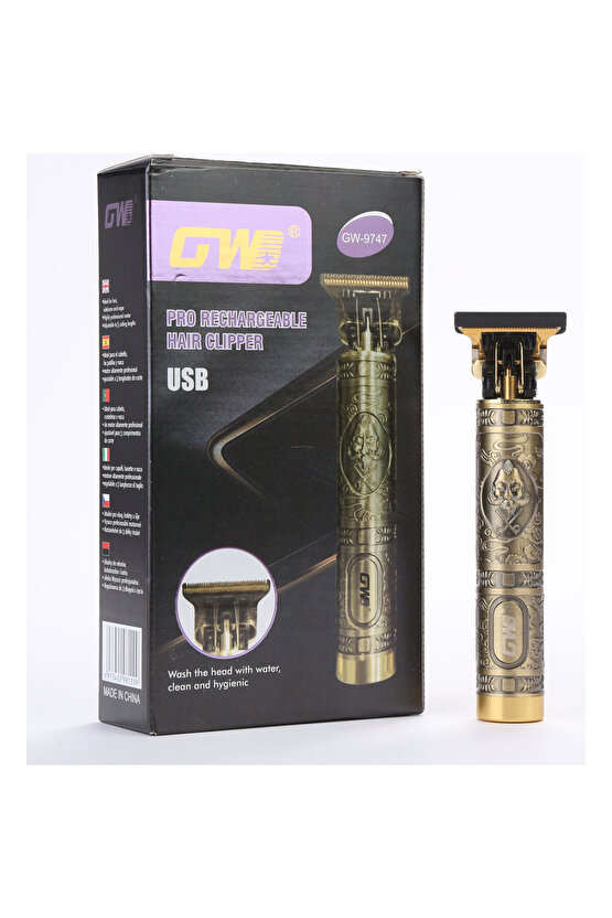 Antik Sarı Renkli 190 Gram Pratik Metal Saç Sakal Ense Profesyonel Tıraş Makinesi