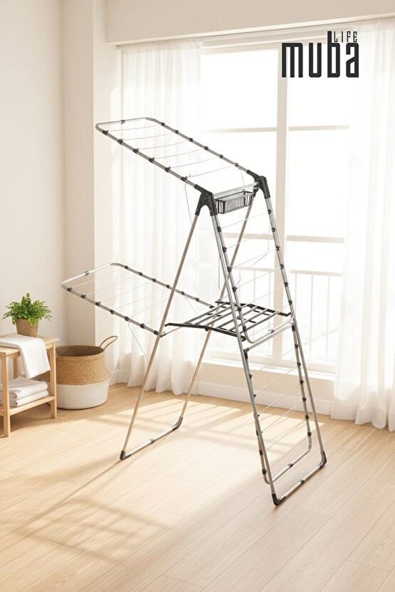 Çamaşır Kurutmalık Çift Katlı Askılık 2 Katlı Extra Dayanıklı Çamaşır Kurutma