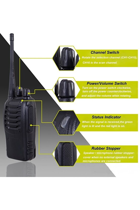 24 Adet Siyah Pratik Kullan Telsiz Depo Haberleşme Pmr Lisanssız El Telsizi