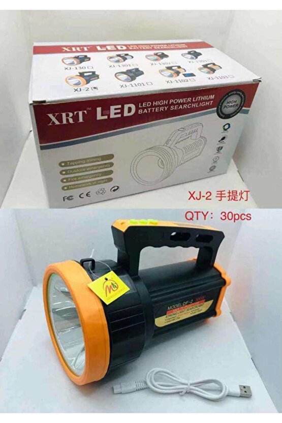 Yüksek Güçlü Led Teknolojisi Usb Şarjlı Kamp Karavan Bekçi Tipi El Feneri