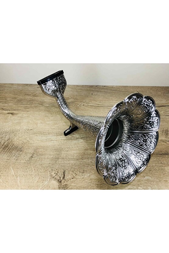 Otantik Parlak Gümüş Osmanlı Stili Gramofoni Cep Telefenlarına Uygun Ses Yükseltici