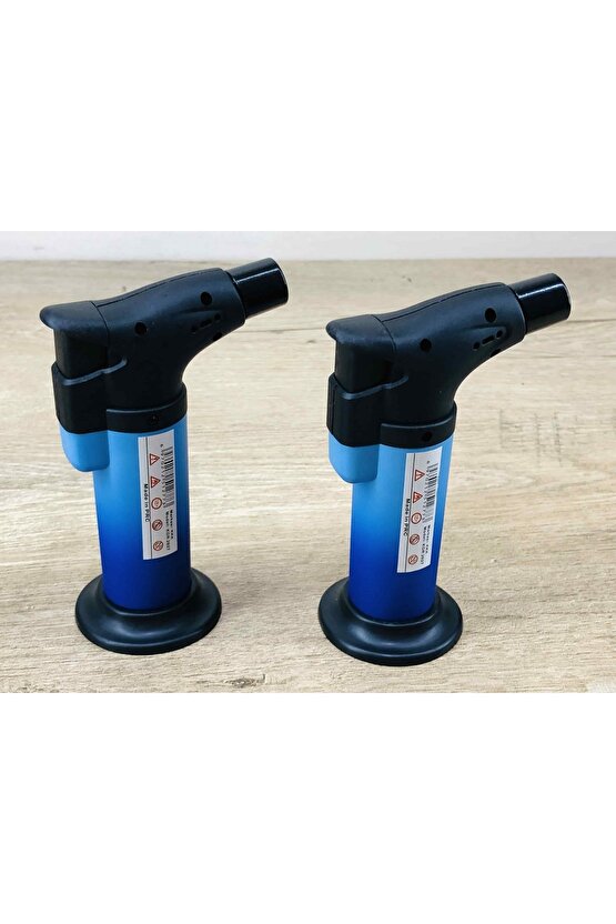 2 Adet Doldurulabilir Depolu Mavi Pürmüz Alevli Ateşleyici Çakmak