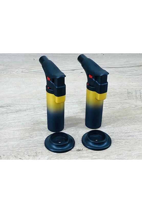 2 Adet Jet Alevli 1300 Derece Pürmüz Mutfak Kamp Çakmağı Alev Çakmak Isı Tabancası