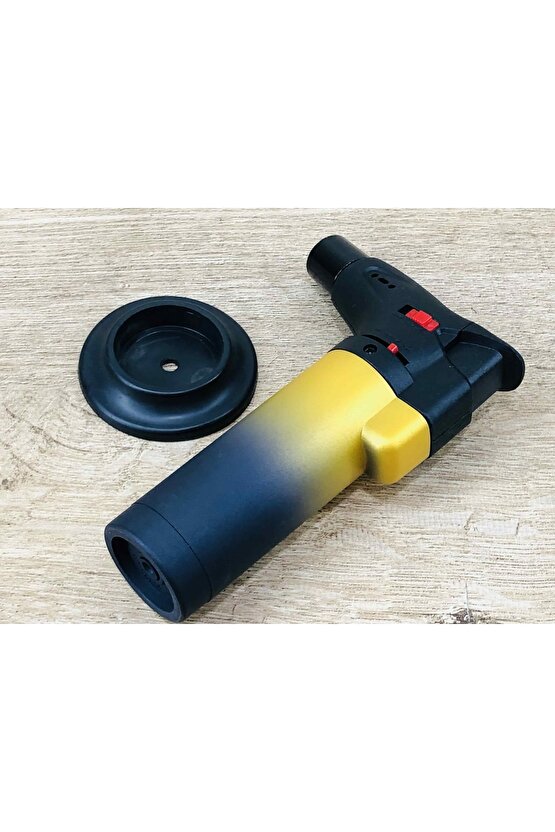 Mavi Alevli Masa Tipi Standlı Sarı Renk Pürmüz Çakmak